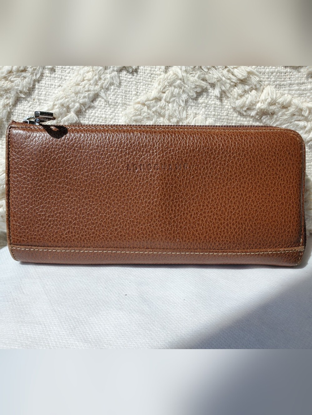 Longchamp Brown Leather Zip Wallet